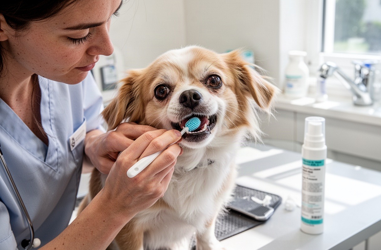 Higiene bucal cosmética y cepillado dental canino